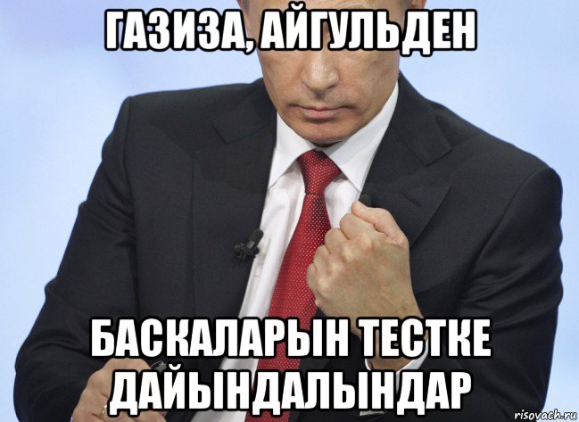 газиза, айгульден баскаларын тестке дайындалындар, Мем Путин показывает кулак