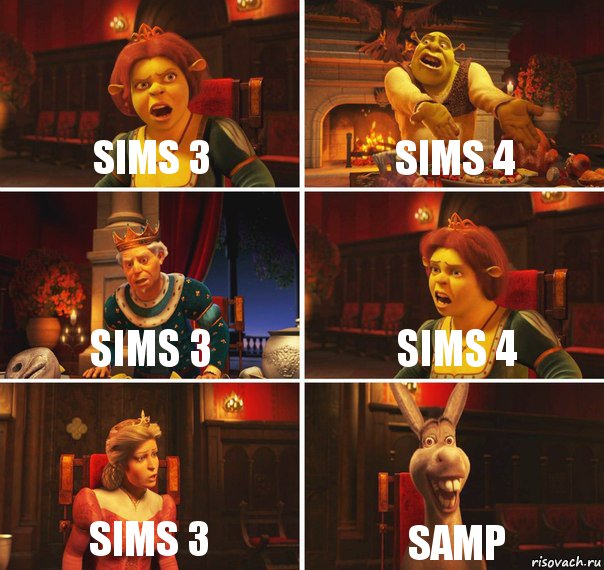 sims 3 sims 4 sims 3 sims 4 sims 3 SAMP, Комикс  Шрек Фиона Гарольд Осел