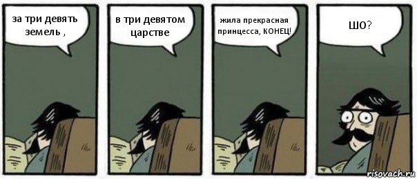 за три девять земель , в три девятом царстве жила прекрасная принцесса, КОНЕЦ! ШО?