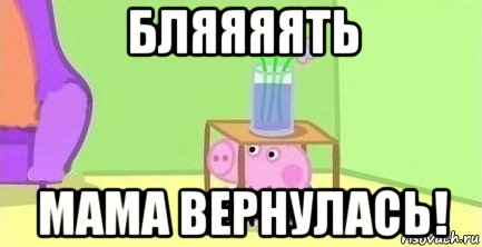 бляяяять мама вернулась!, Мем  Свинка пеппа под столом