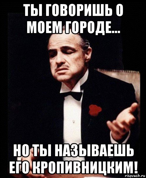 ты говоришь о моем городе... но ты называешь его кропивницким!, Мем ты делаешь это без уважения