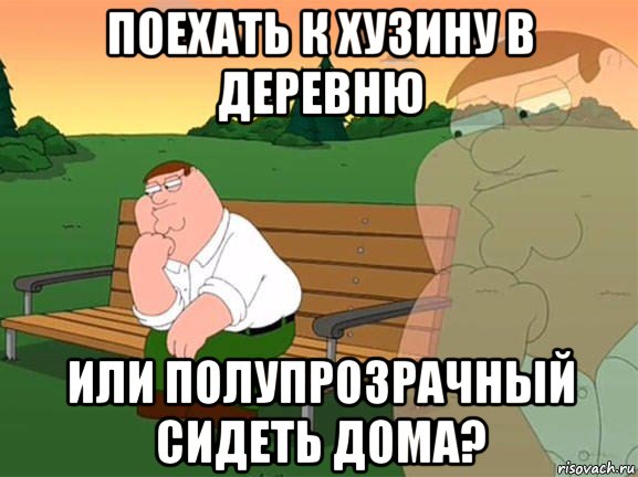 поехать к хузину в деревню или полупрозрачный сидеть дома?, Мем Задумчивый Гриффин