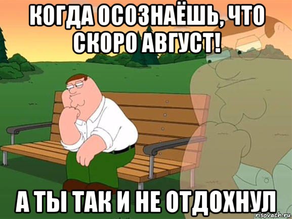 когда осознаёшь, что скоро август! а ты так и не отдохнул, Мем Задумчивый Гриффин