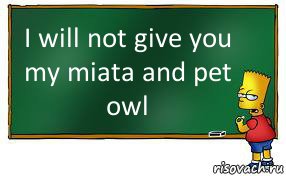 I will not give you my miata and pet owl, Комикс Барт пишет на доске