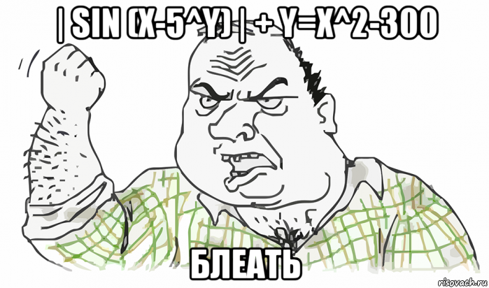 | sin (x-5^y) | + y=x^2-300 блеать, Мем Будь мужиком