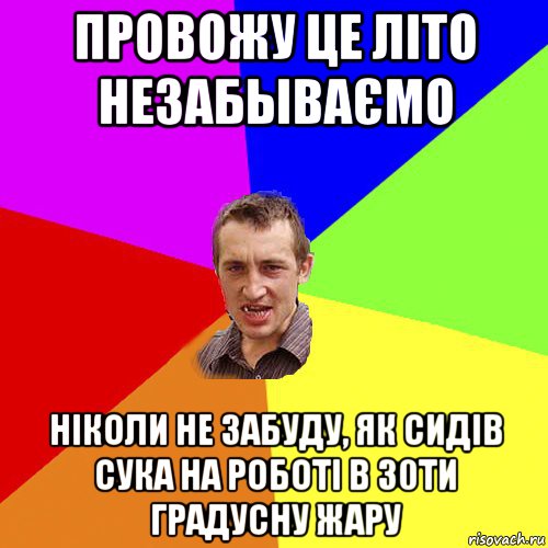 провожу це літо незабываємо ніколи не забуду, як сидів сука на роботі в 30ти градусну жару, Мем Чоткий паца