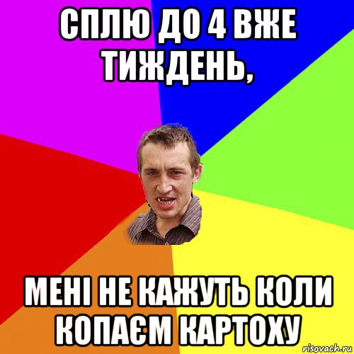 сплю до 4 вже тиждень, мені не кажуть коли копаєм картоху, Мем Чоткий паца