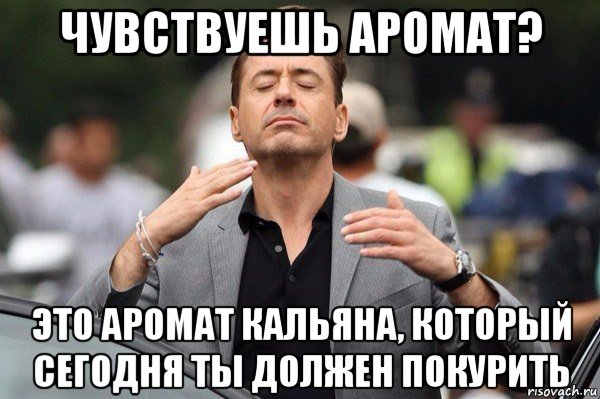 чувствуешь аромат? это аромат кальяна, который сегодня ты должен покурить