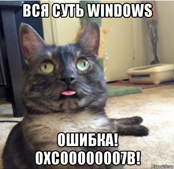 вся суть windows ошибка! 0xc00000007b!, Мем   Кот завис