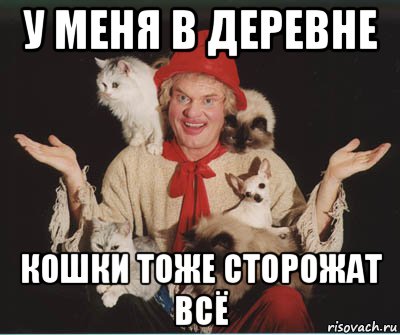 у меня в деревне кошки тоже сторожат всё, Мем Куклачев
