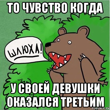 то чувство когда у своей девушки оказался третьим, Мем Медведь в кустах