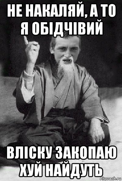 не накаляй, а то я обідчівий вліску закопаю хуй найдуть, Мем Мудрий паца