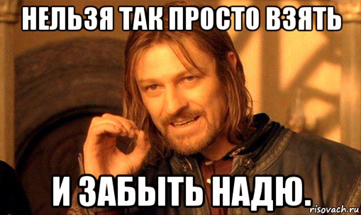 нельзя так просто взять и забыть надю., Мем Нельзя просто так взять и (Боромир мем)