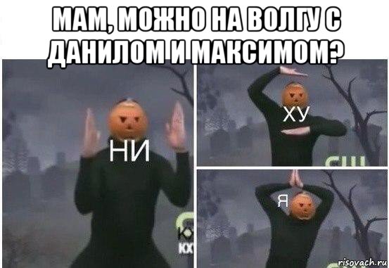 мам, можно на волгу с данилом и максимом? , Мем  Ни ху Я