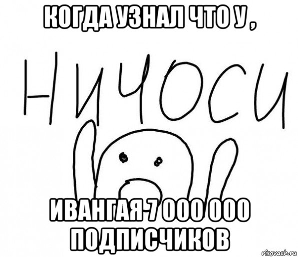 когда узнал что у , ивангая 7 000 000 подписчиков, Мем  Ничоси