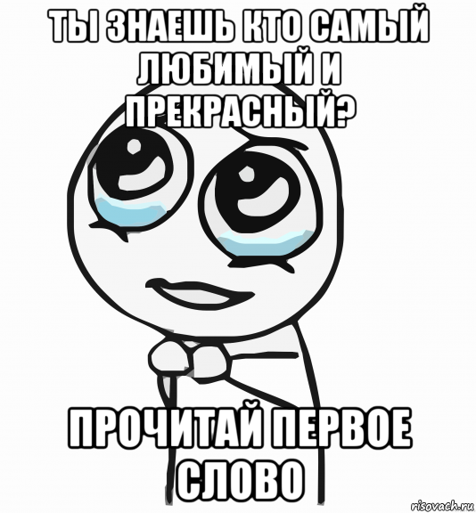 ты знаешь кто самый любимый и прекрасный? прочитай первое слово, Мем  ну пожалуйста (please)