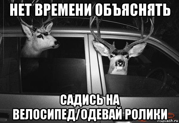 нет времени объяснять садись на велосипед/одевай ролики