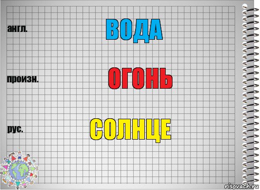 вода огонь солнце, Комикс  Перевод с английского