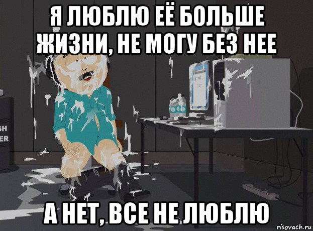 я люблю её больше жизни, не могу без нее а нет, все не люблю