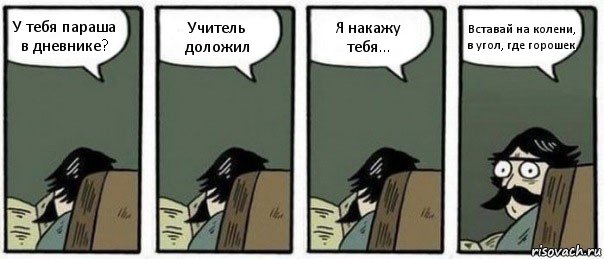 У тебя параша в дневнике? Учитель доложил Я накажу тебя... Вставай на колени, в угол, где горошек