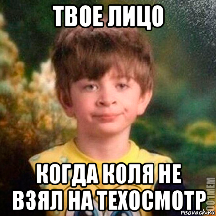 твое лицо когда коля не взял на техосмотр