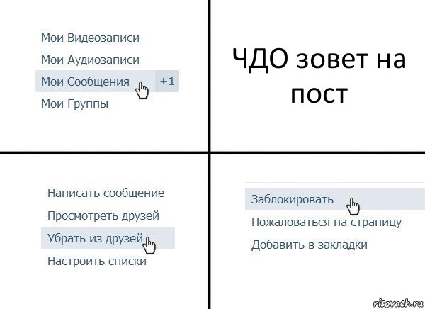 ЧДО зовет на пост, Комикс  Удалить из друзей