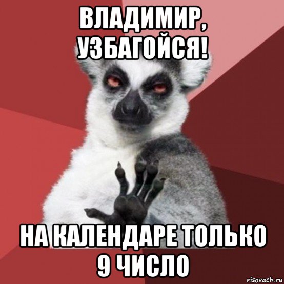 владимир, узбагойся! на календаре только 9 число, Мем Узбагойзя