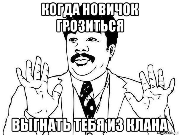 когда новичок грозиться выгнать тебя из клана, Мем  Воу воу парень полегче