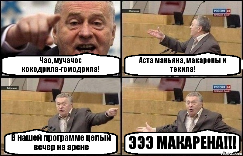 Чао, мучачос кокодрила-гомодрила! Аста маньяна, макароны и текила! В нашей программе целый вечер на арене ЭЭЭ МАКАРЕНА!!!, Комикс Жириновский