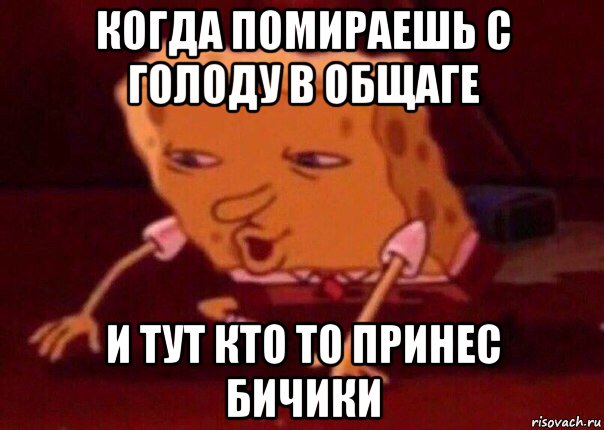 когда помираешь с голоду в общаге и тут кто то принес бичики, Мем    Bettingmemes