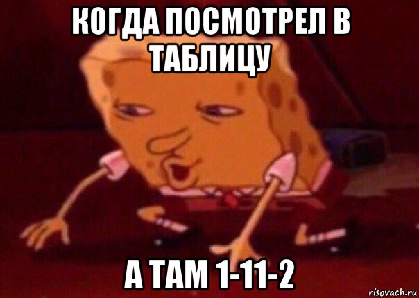 когда посмотрел в таблицу а там 1-11-2, Мем    Bettingmemes