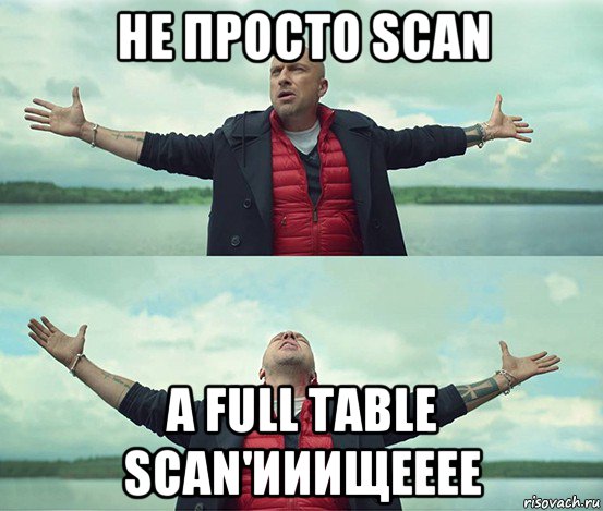 не просто scan а full table scan'ииищееее, Мем Безлимитище