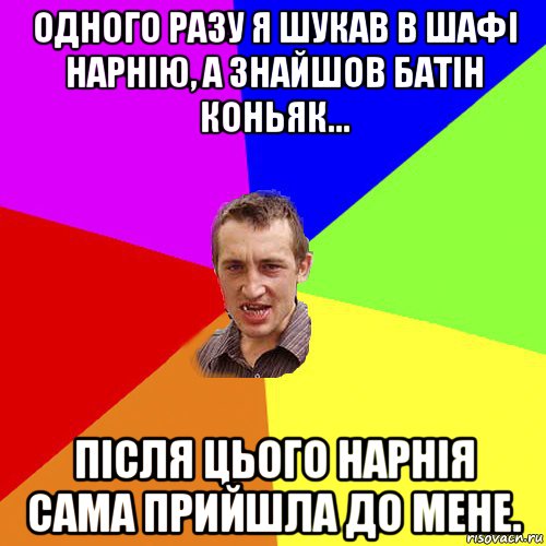 одного разу я шукав в шафі нарнію, а знайшов батін коньяк... після цього нарнія сама прийшла до мене., Мем Чоткий паца