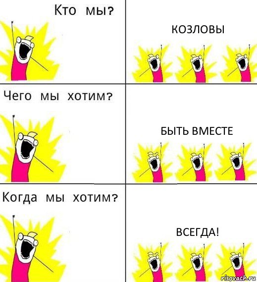 КОЗЛОВЫ БЫТЬ ВМЕСТЕ ВСЕГДА!, Комикс Что мы хотим