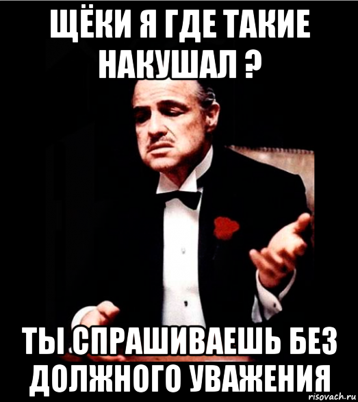 щёки я где такие накушал ? ты спрашиваешь без должного уважения