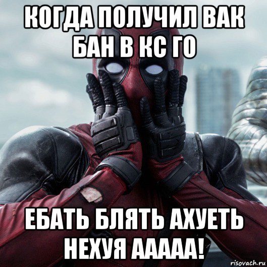 когда получил вак бан в кс го ебать блять ахуеть нехуя ааааа!, Мем     Дэдпул