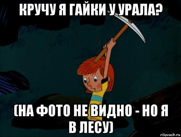 кручу я гайки у урала? (на фото не видно - но я в лесу), Мем  Дядя Фёдор копает клад