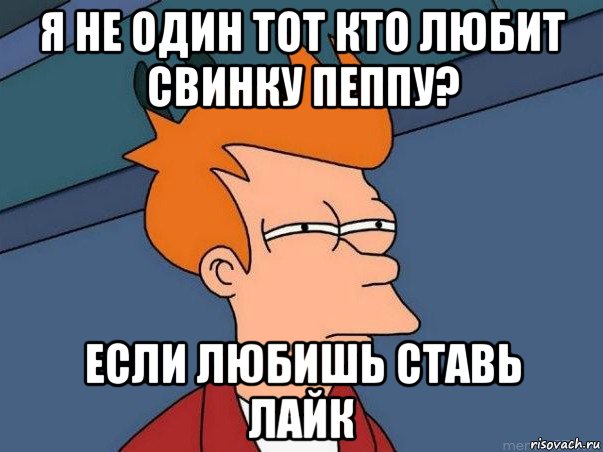 я не один тот кто любит свинку пеппу? если любишь ставь лайк, Мем  Фрай (мне кажется или)