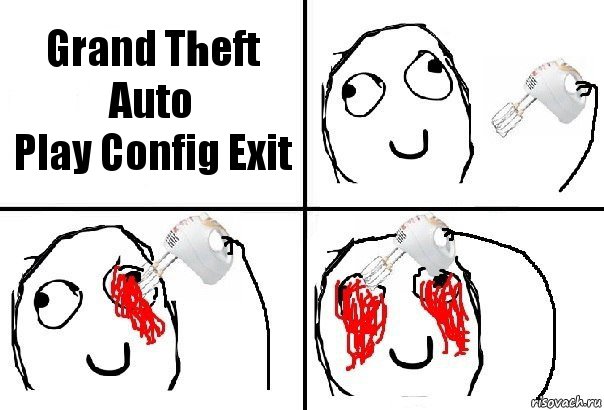 Grand Theft Auto
Play Config Exit, Комикс  глаза миксер