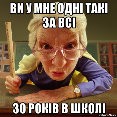 ви у мне одні такі за всі 30 років в школі, Мем Злая училка