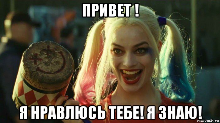 привет ! я нравлюсь тебе! я знаю!, Мем    Harley quinn