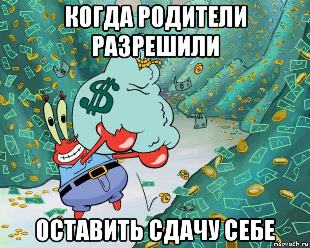 когда родители разрешили оставить сдачу себе, Мем Хз