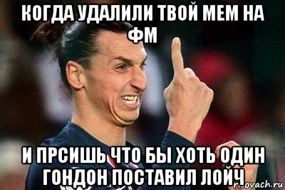 когда удалили твой мем на фм и прсишь что бы хоть один гондон поставил лойч, Мем ибрагимович