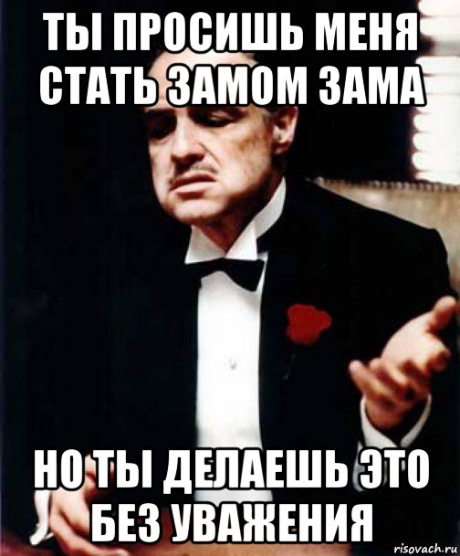 ты просишь меня стать замом зама но ты делаешь это без уважения, Мем Крёстный отец