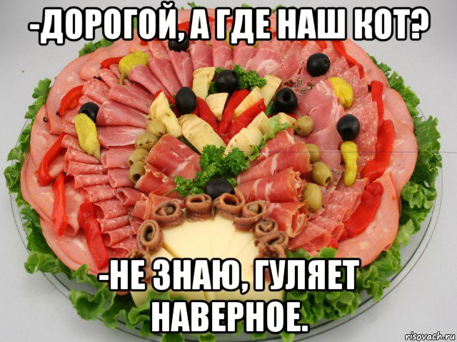 -дорогой, а где наш кот? -не знаю, гуляет наверное.
