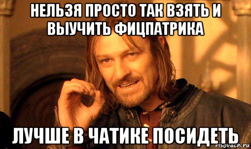 нельзя просто так взять и выучить фицпатрика лучше в чатике посидеть, Мем Нельзя просто так взять и (Боромир мем)