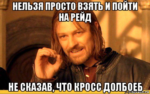нельзя просто взять и пойти на рейд не сказав, что кросс долбоеб