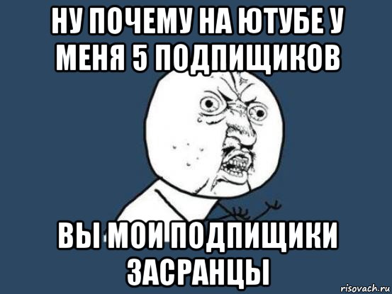 ну почему на ютубе у меня 5 подпищиков вы мои подпищики засранцы, Мем Ну почему