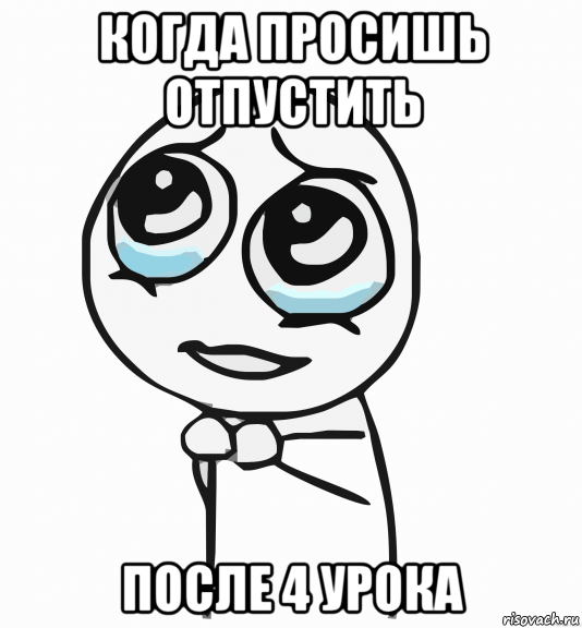 когда просишь отпустить после 4 урока, Мем  ну пожалуйста (please)