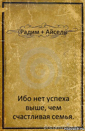 Радим + Айсель Ибо нет успеха выше, чем счастливая семья., Комикс обложка книги